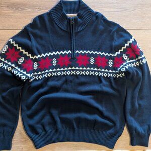 Weatherproof Vintage Holiday Quarter-Zip Sweater – Navy, Size XL